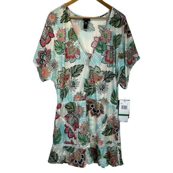 Coco Reef Adorn Printed Tiered Cover Up Swim dress multicolor - L - Picture 2 of 13